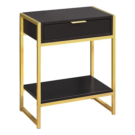 24 In. Cappuccino & Gold Metal Accent Table